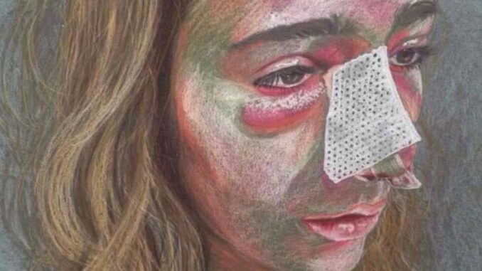Color pencil on sandpaper artwork by Shelby Anton
